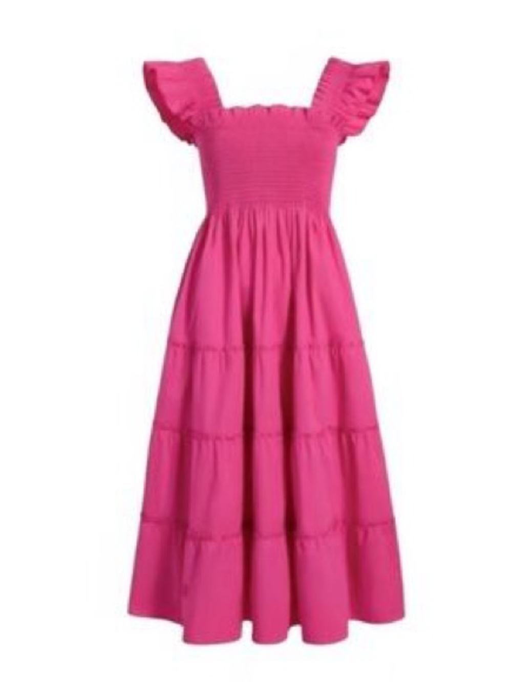 Hill House Hot Pink Ruffle-Shoulder Maxi Dress